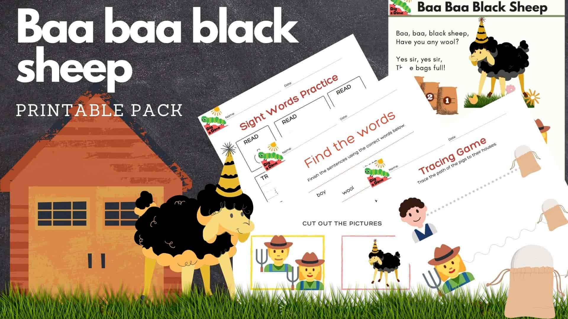 Baa Baa Black Sheep - Free Printables Pack (Early Reading/ Pre-K/ Kindergarten)